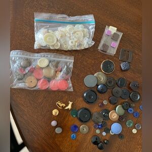 Vintage button lot white black colors and gold many matching